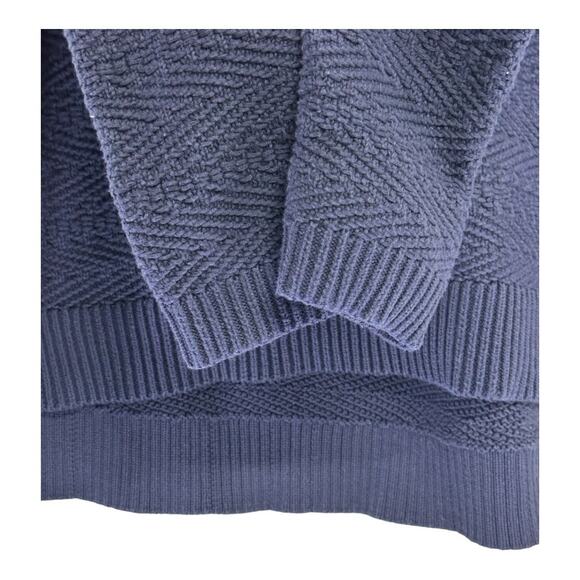 Oversized Navy Blue Lace-Up Knit Sweater Size XXS |Textured Long Sleeve Pullover - Picture 4 of 10